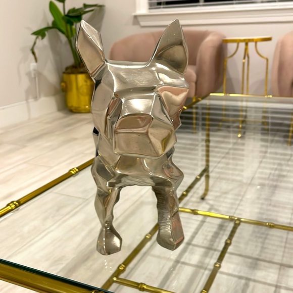 FRENCH BULLDOG STATUETTE. CHROME. NWOT - Picture 2 of 4